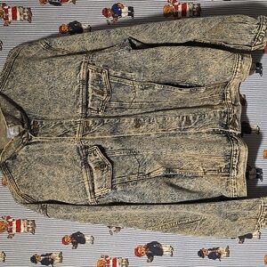 Vintage 80s 90s Denium Acid Wash Jean Jacket Crazy Wash Santee Street